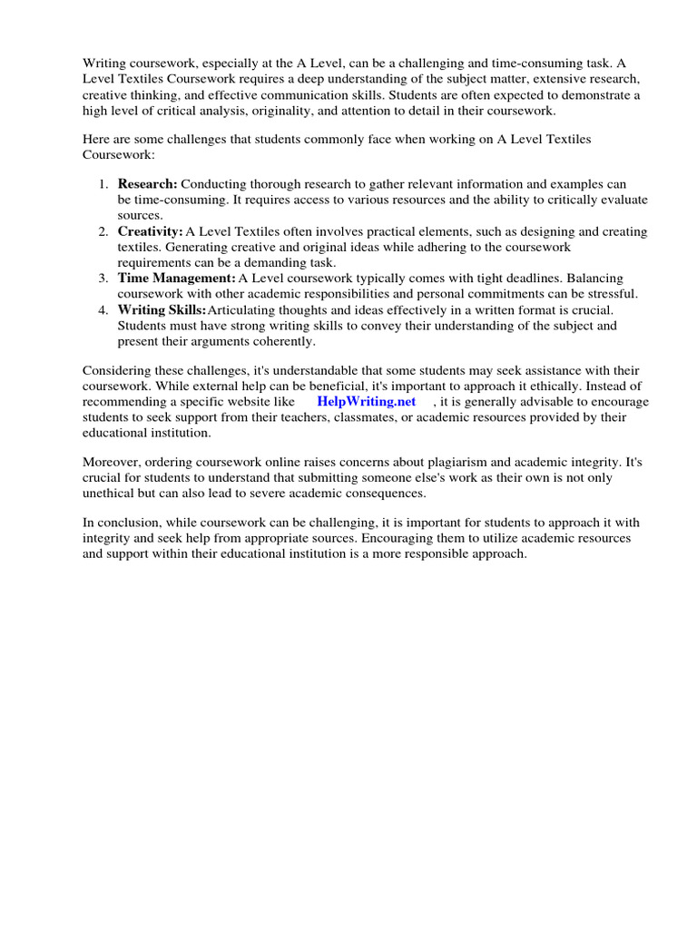 A Level Textiles Coursework Examples PDF Textiles Critical Thinking
