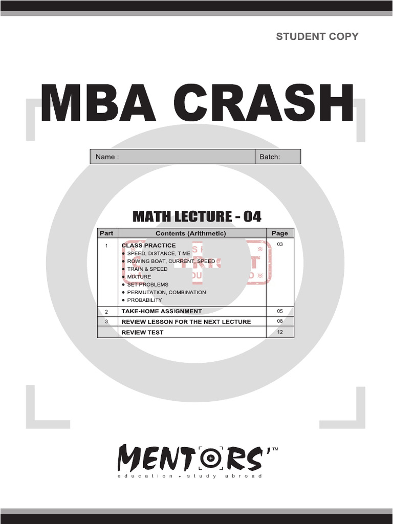 MBA-IBA Crash Math 4 (PRT) | PDF