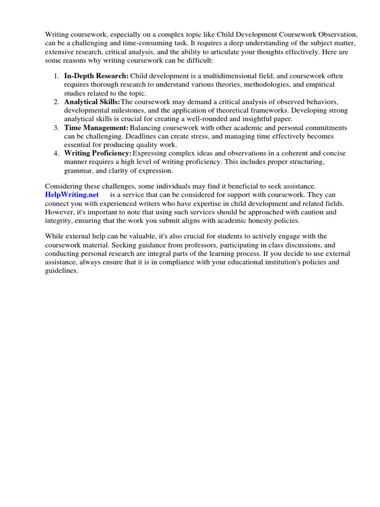 Early Child Development Coursework Meaning