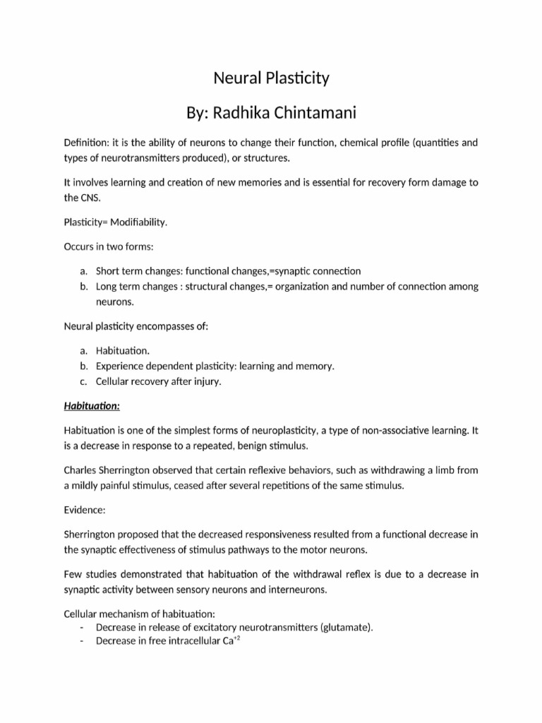 Neural Plasticity | PDF