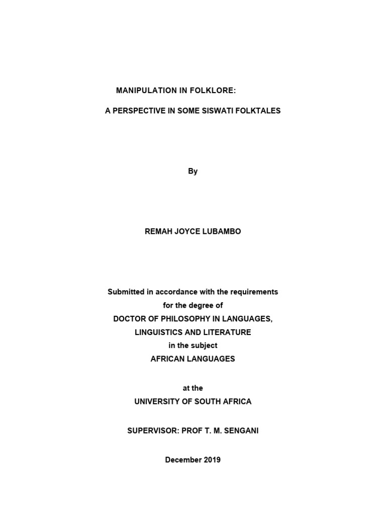 Thesis Lubambo RJ | PDF | Folklore | Narrative