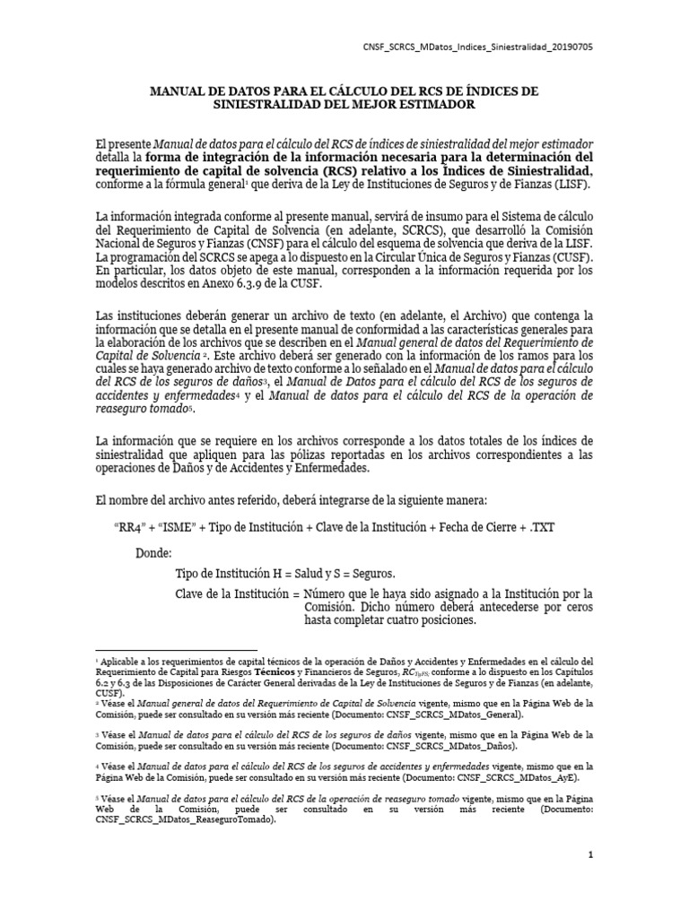 Manual RCS Índices de Siniestralidad | PDF | Seguro | Reaseguro