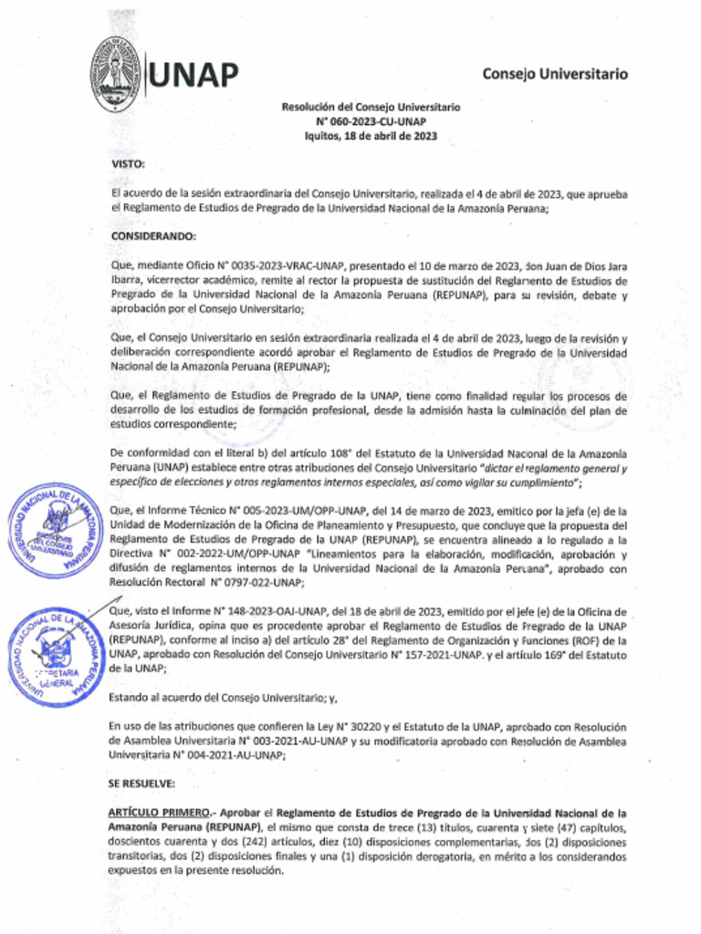 Reglamento Académico de Pregrado UNAP | PDF | Plan de estudios ...