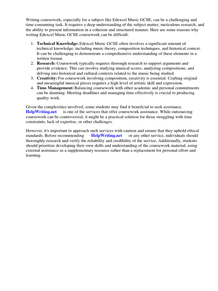 Edexcel Music Gcse Coursework | PDF