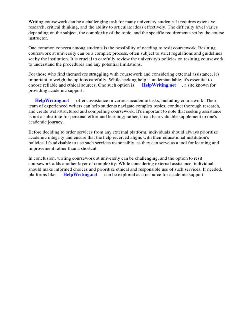 Can You Resit Coursework at Uni | PDF