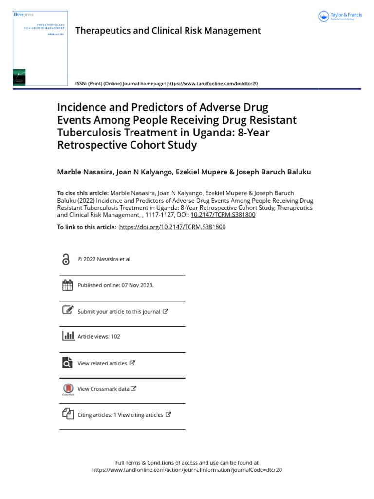 Incidence and Predictors of Adverse Drug Events Among People Receiving ...