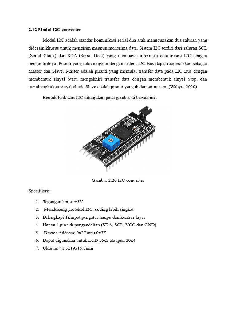 Modul I2C: Konfigurasi dan Fungsi | PDF