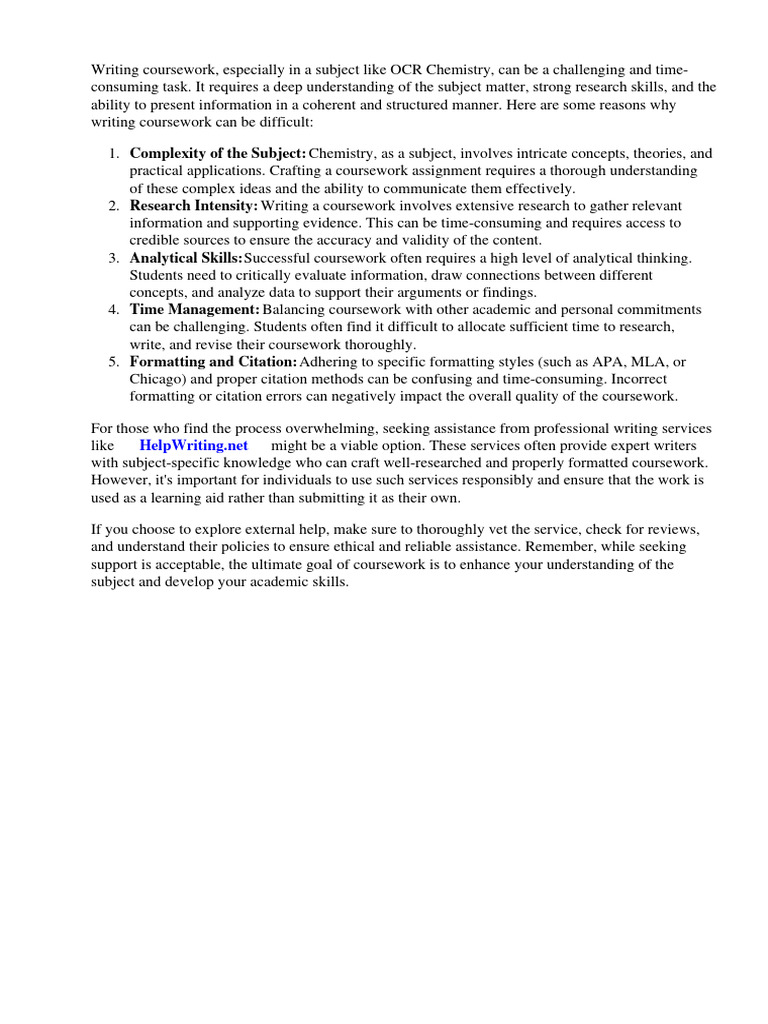 Ocr Chemistry Coursework Past Papers | Download Free PDF | Information ...