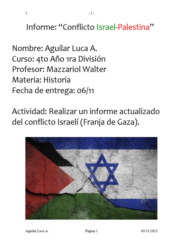 Informe sobre el Conflicto Israel-Palestina | PDF | Franja de Gaza | Israel