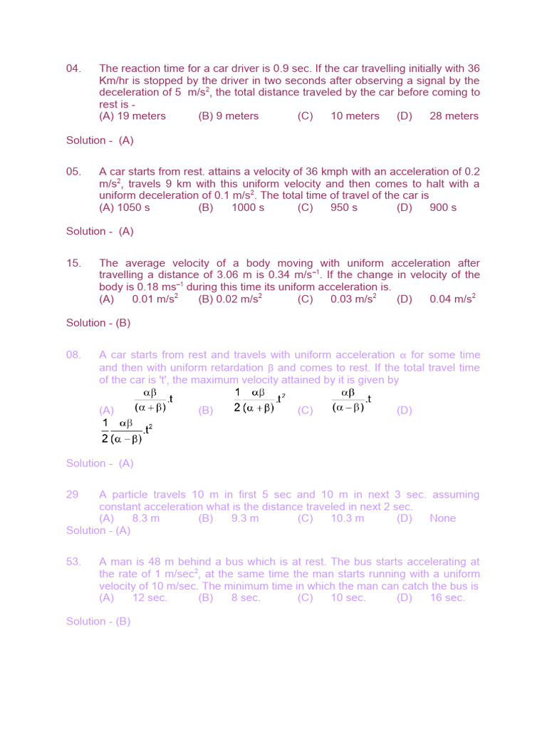 Kinematics 1 Pdf Acceleration Velocity