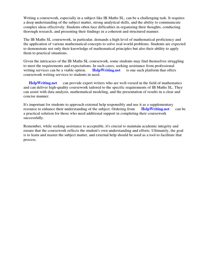Ib maths sl coursework example download free pdf mathematics