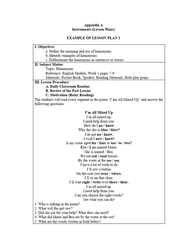 Lesson Plan and Tests | Download Free PDF | Cakes | Flour