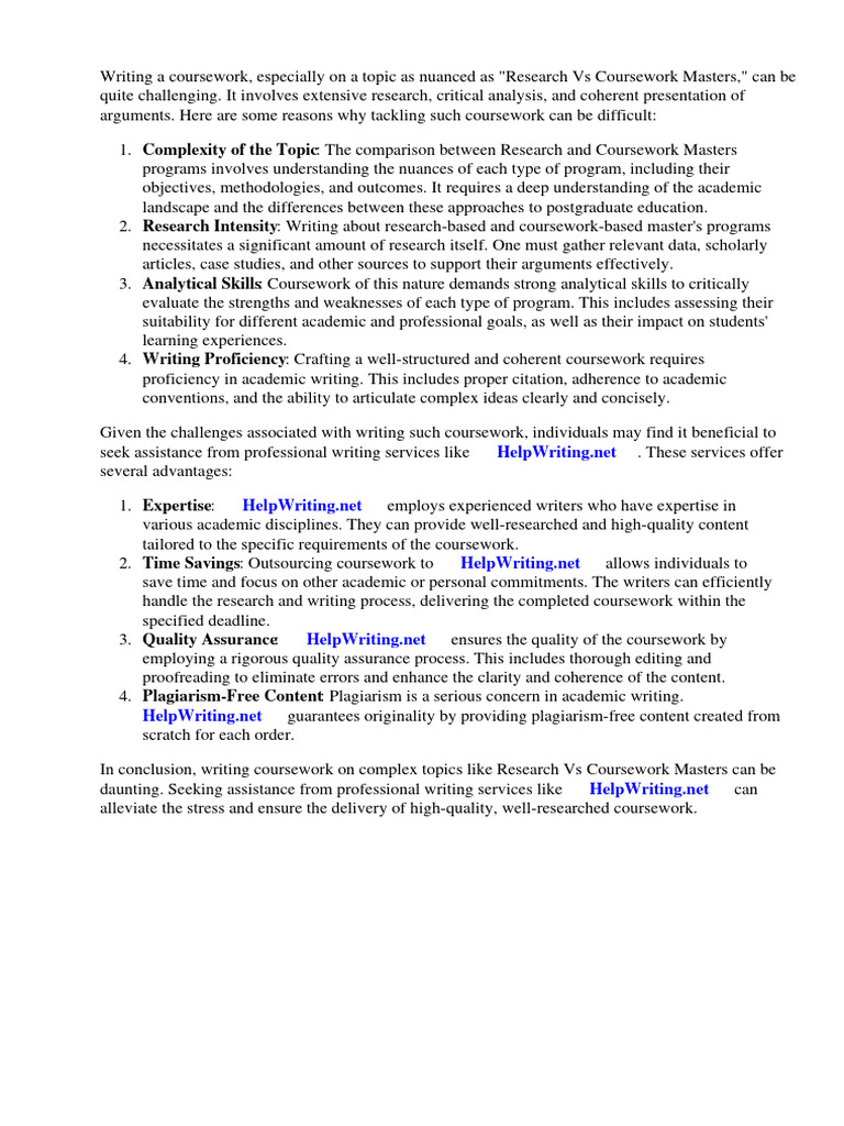 Research Vs Coursework Masters | PDF