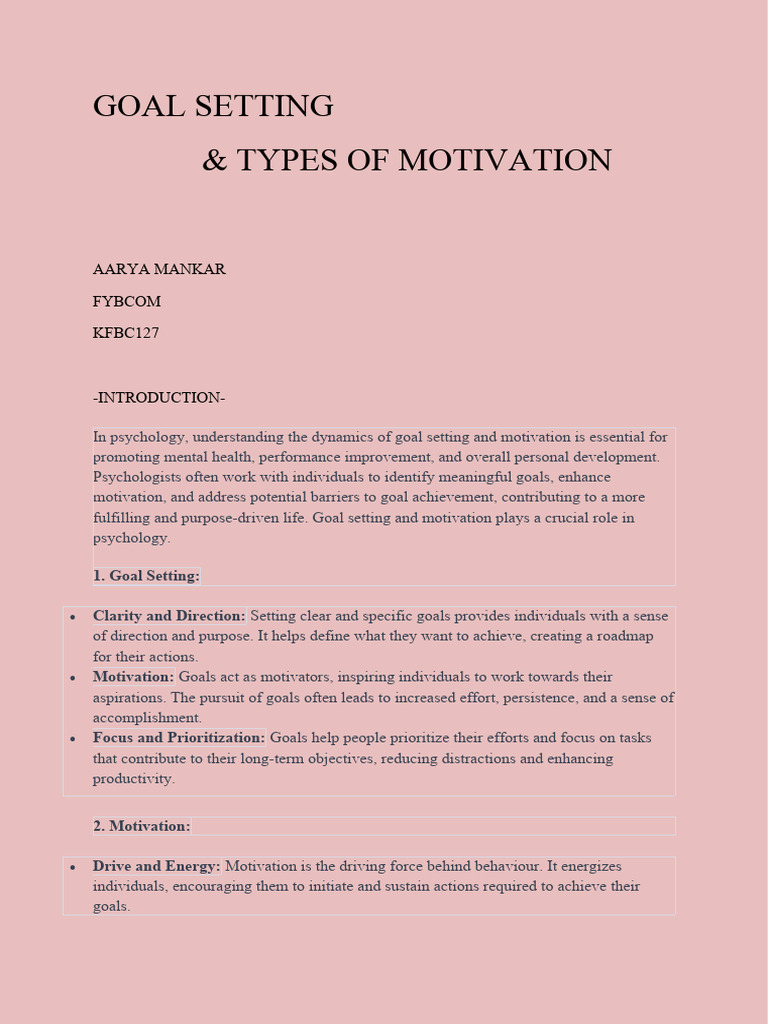 Pschology Assignment | PDF | Goal | Motivational