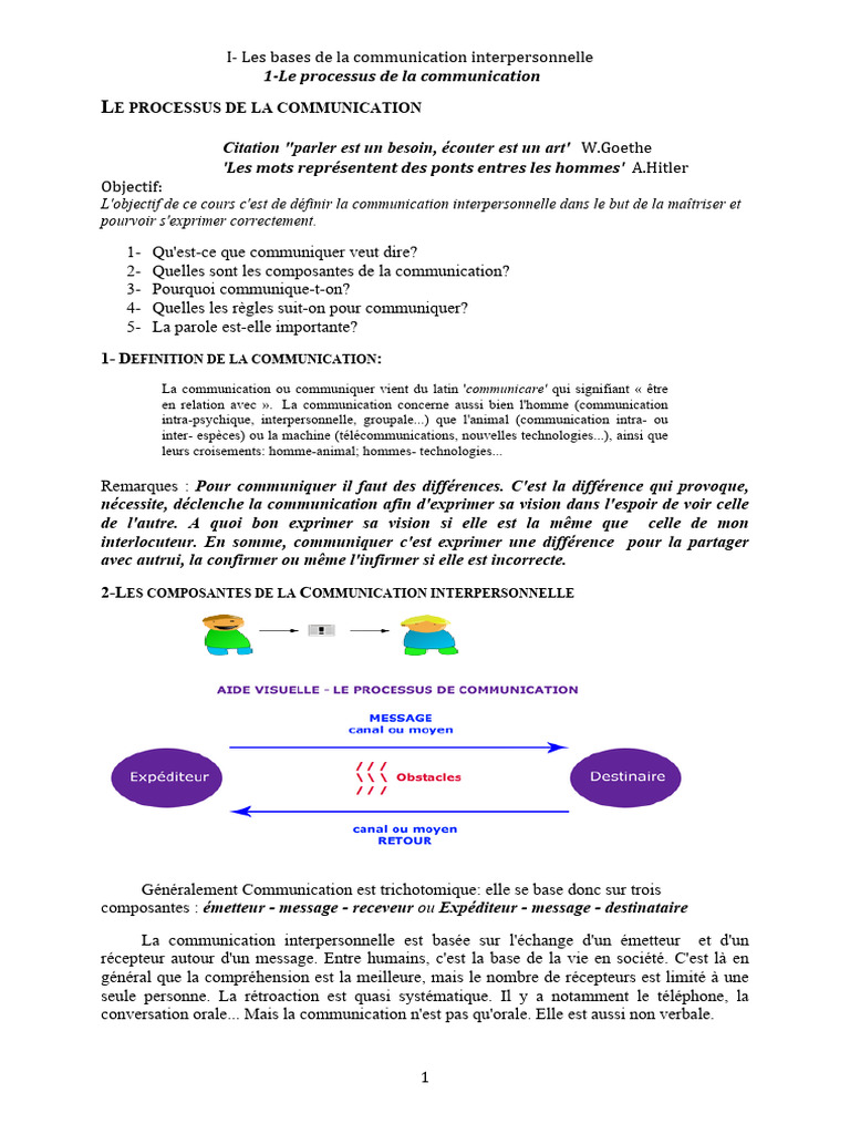 Bases de la communication interpersonnelle | PDF | la communication ...