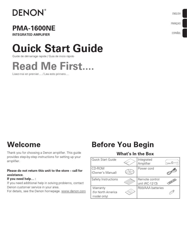 PMA-1600NE Integrated Amplifier Setup Guide | PDF | Personal Computers ...