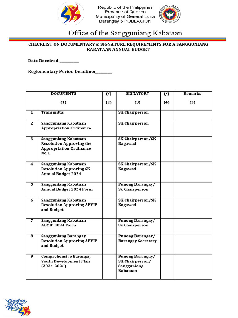 Checklist on documentary signature requirements pdf