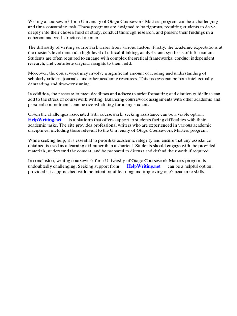 University of Otago Coursework Masters | PDF | Bachelor's Degree ...