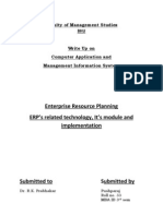 Enterprise Resource Planning ERP's Related Technology, It's Module and Implementation