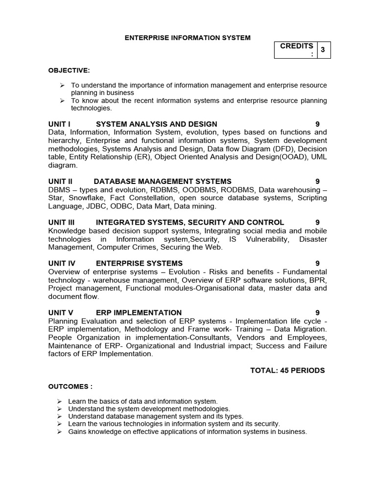 Enterprise Information Systems Overview | PDF | Enterprise Resource ...