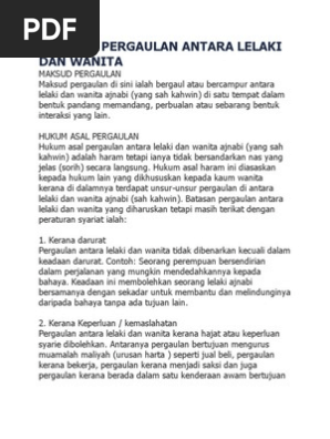 Batasan Pergaulan Antara Lelaki Dan Wanita Pdf