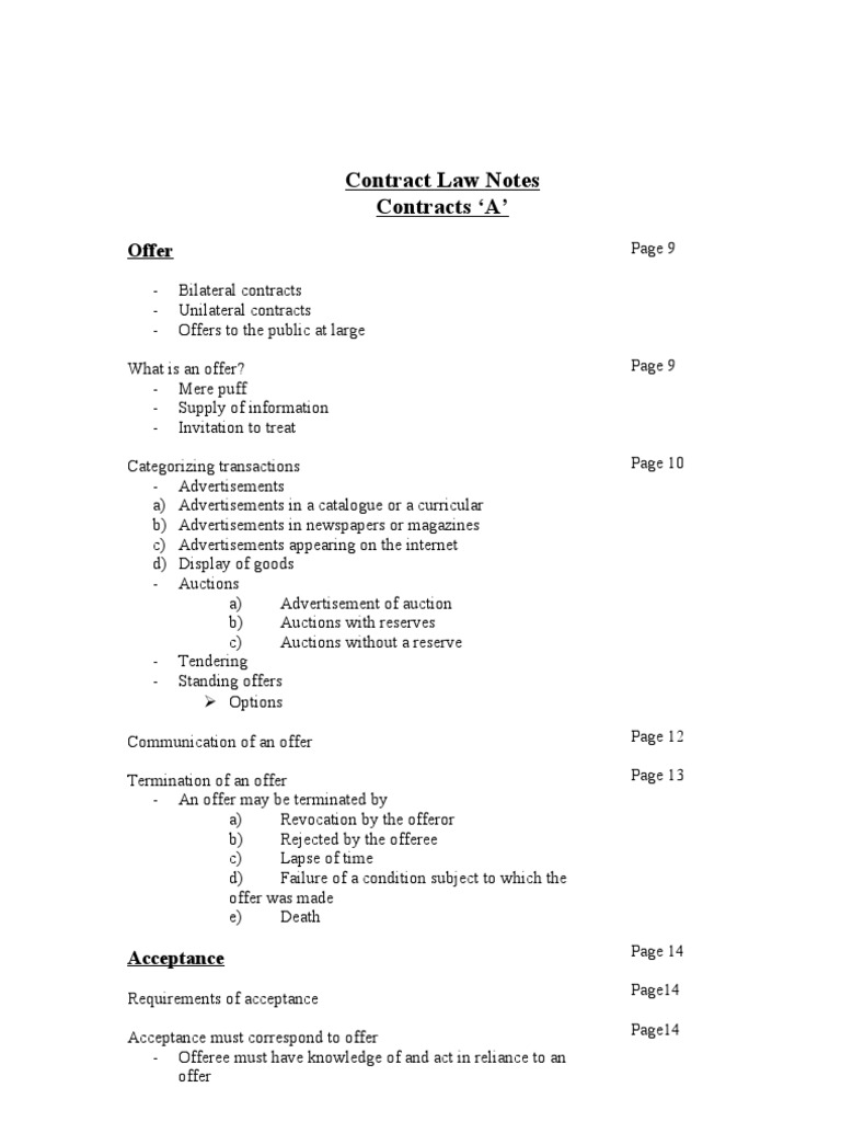 Contract Law Overview: Offers and Acceptance | PDF | Offer And ...