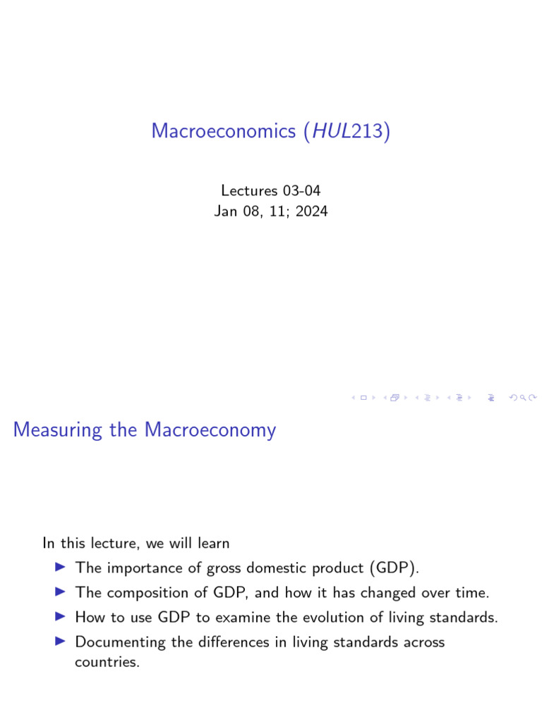Lecture3,4 Hul213 Macro | PDF | Gross Domestic Product | Macroeconomics