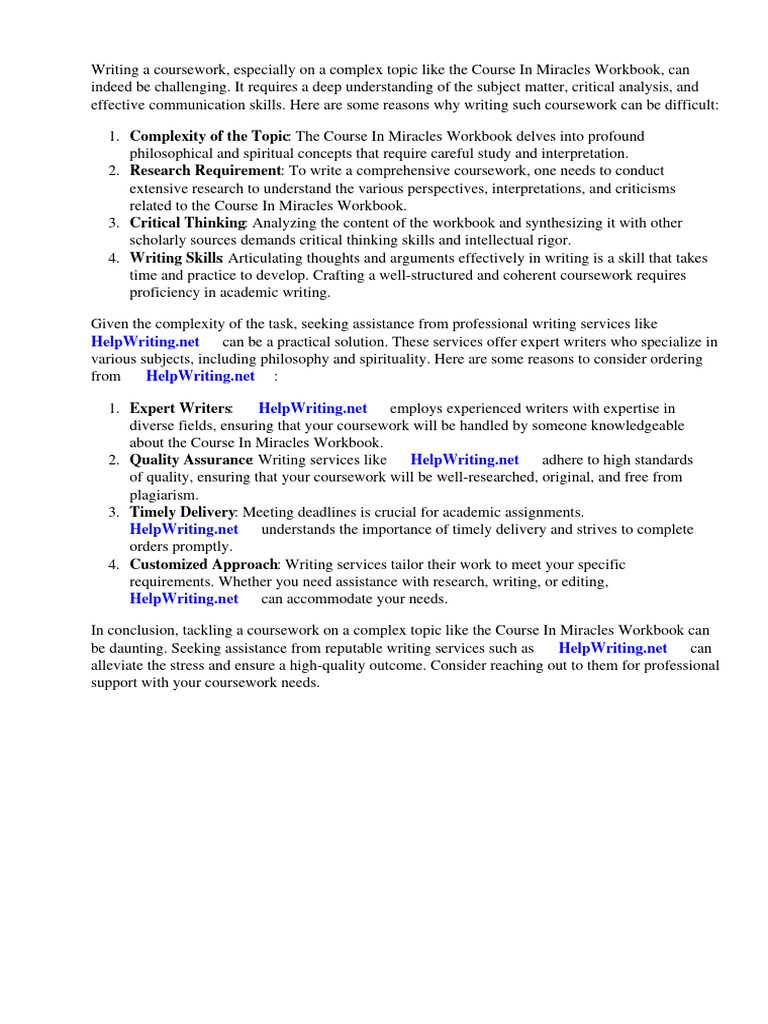 Course in Miracles Workbook PDF Critical Thinking Expert