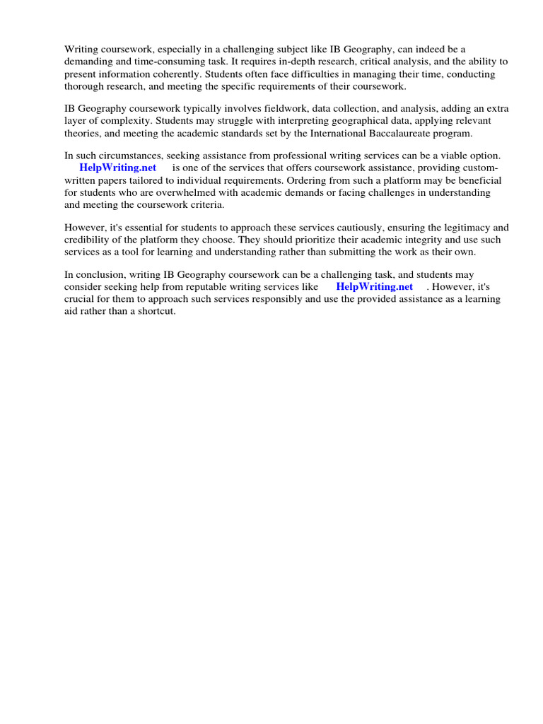 Ib Geography Coursework Example | PDF