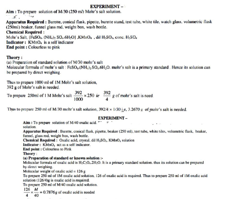 Preparing M/30 and M/40 Solutions | PDF
