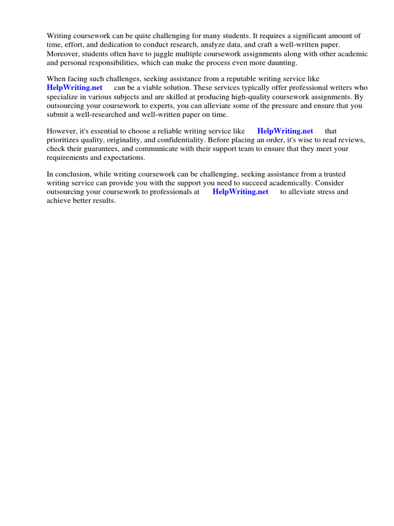 Coursework Assignment Writing | PDF