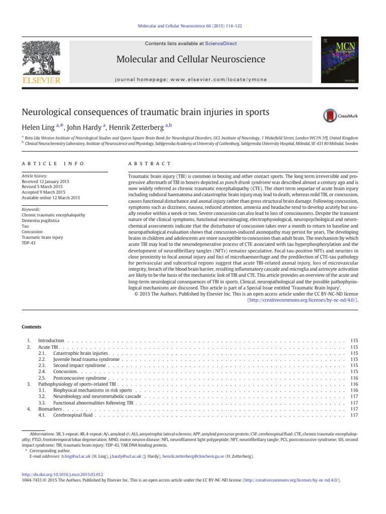 Sports-Related Traumatic Brain Injury | PDF | Concussion | Chronic ...