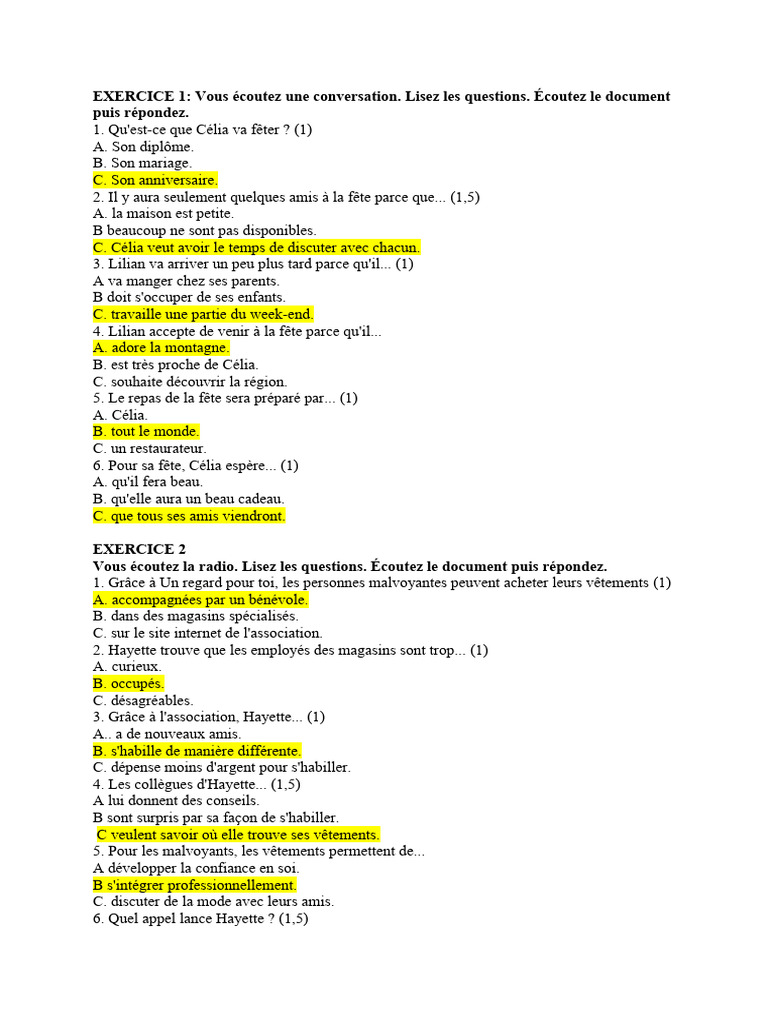 Compréhension orale A1-B2 | PDF