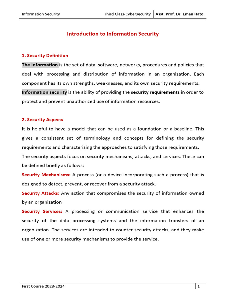 Introduction to Information Security | PDF | Information Security ...