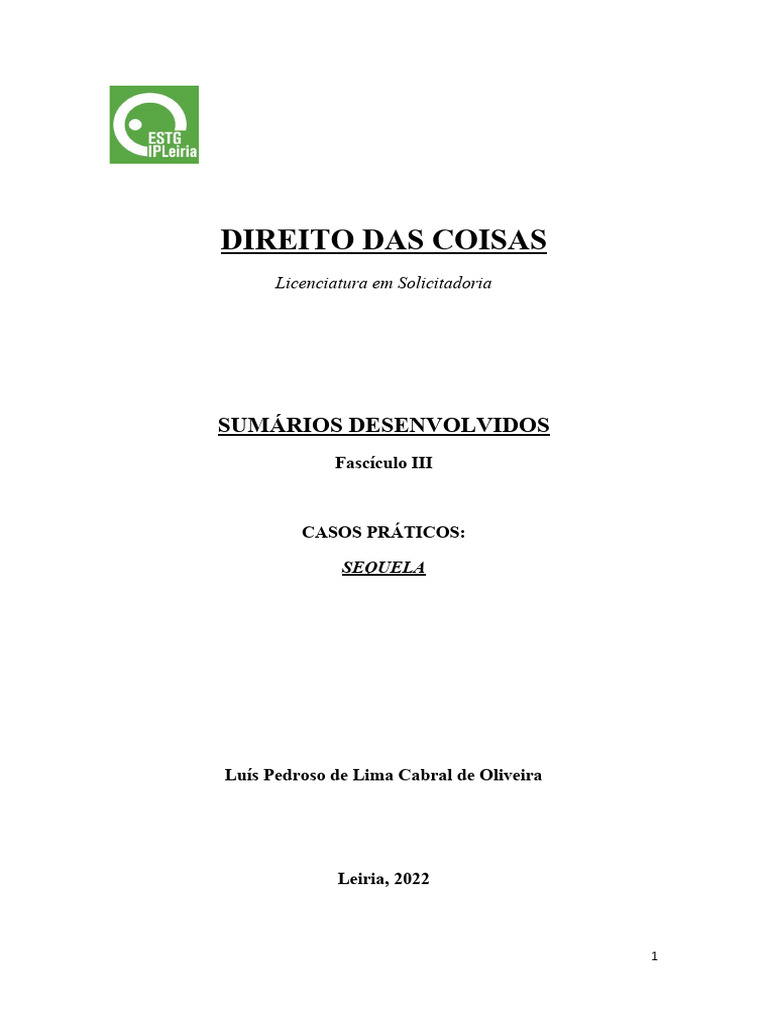 Direito de Sequela em Casos Práticos | PDF