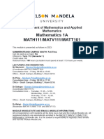 Mathematics 1A Module Information 2023