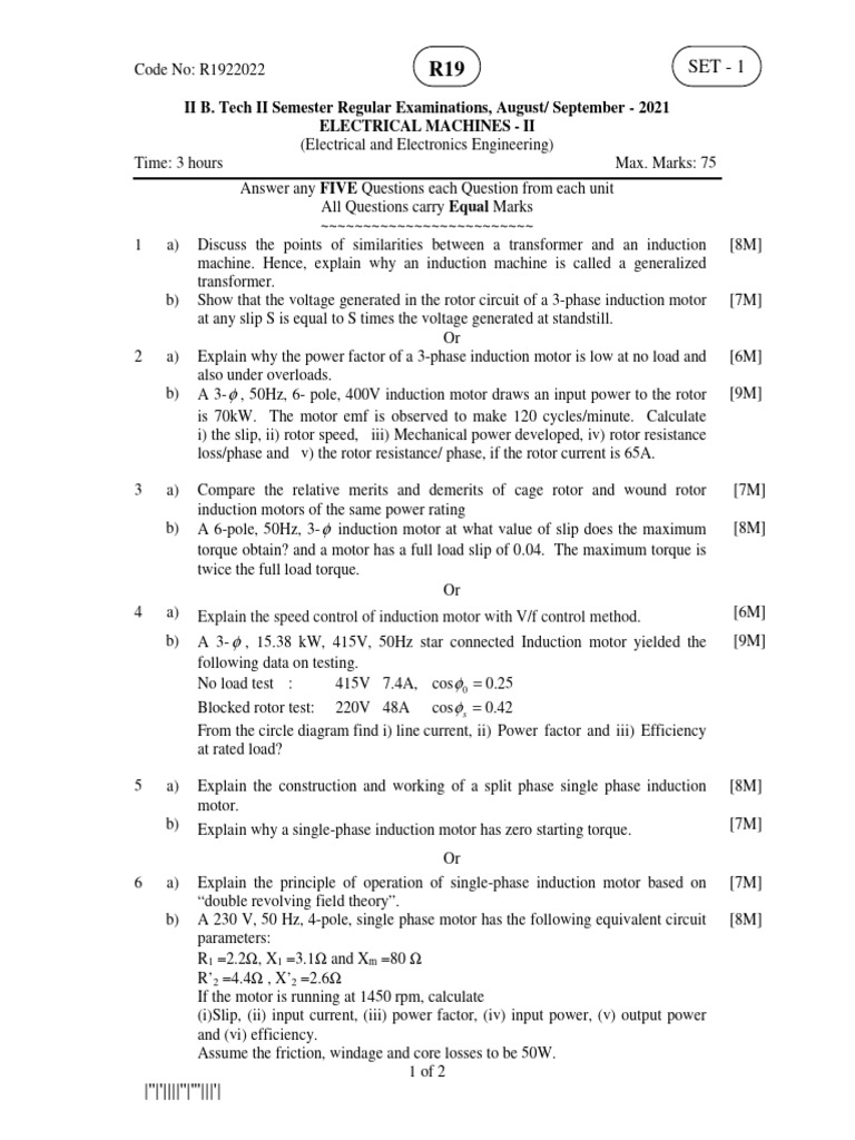 Electrical Machines - Ii R19 Aug 2021 | PDF