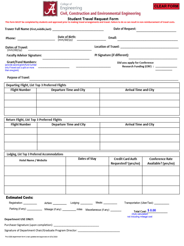 CCEE Student Travel Request Guidelines | PDF | Career & Growth | Business