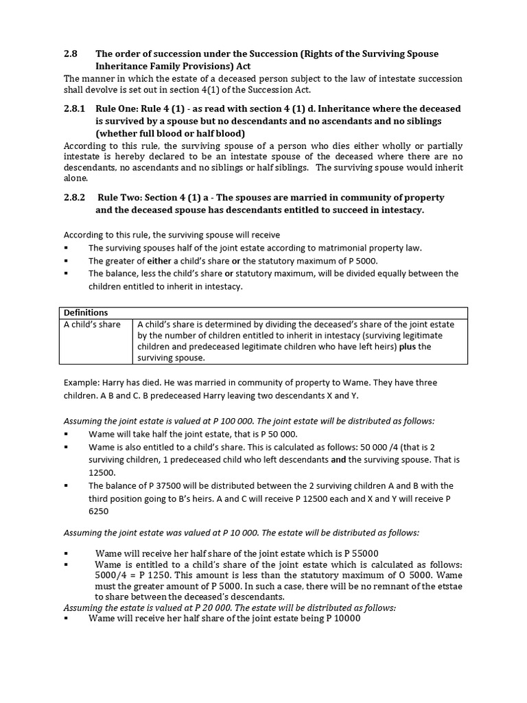 Notes On Succession Under The Succession Act | PDF | Intestacy ...