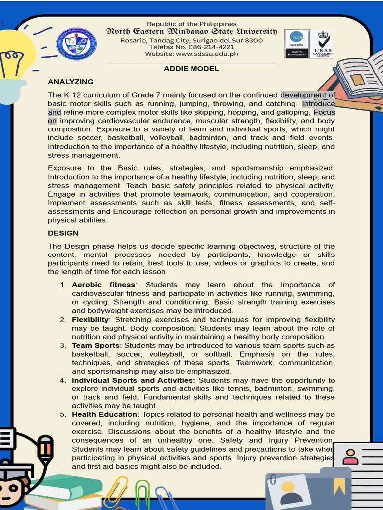 Addie Model Grade 7 | Download Free PDF | Curriculum | Physical Education