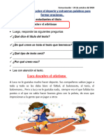 FICHA LEEMOS UN TEXTO SOBRE EL DEPORTE Y EXTRAEMOS PALABRAS PARA FORMAR ORACIONES - Luca