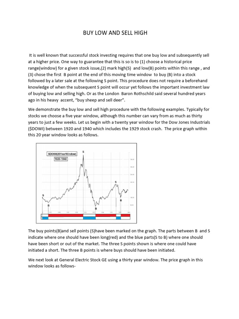 Buy Low Sell High PDF Stocks Securities (Finance)