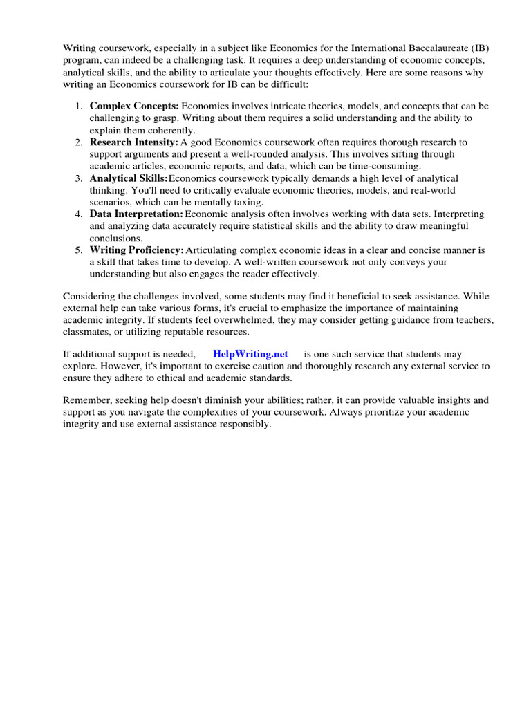 IB Economics Coursework Challenges | PDF | Economics | Motivation