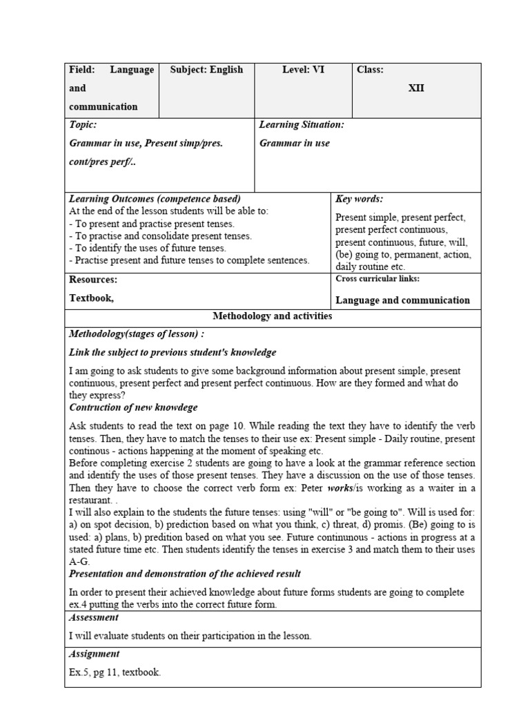 English Grammar Present Future Tenses Pdf Grammatical Tense