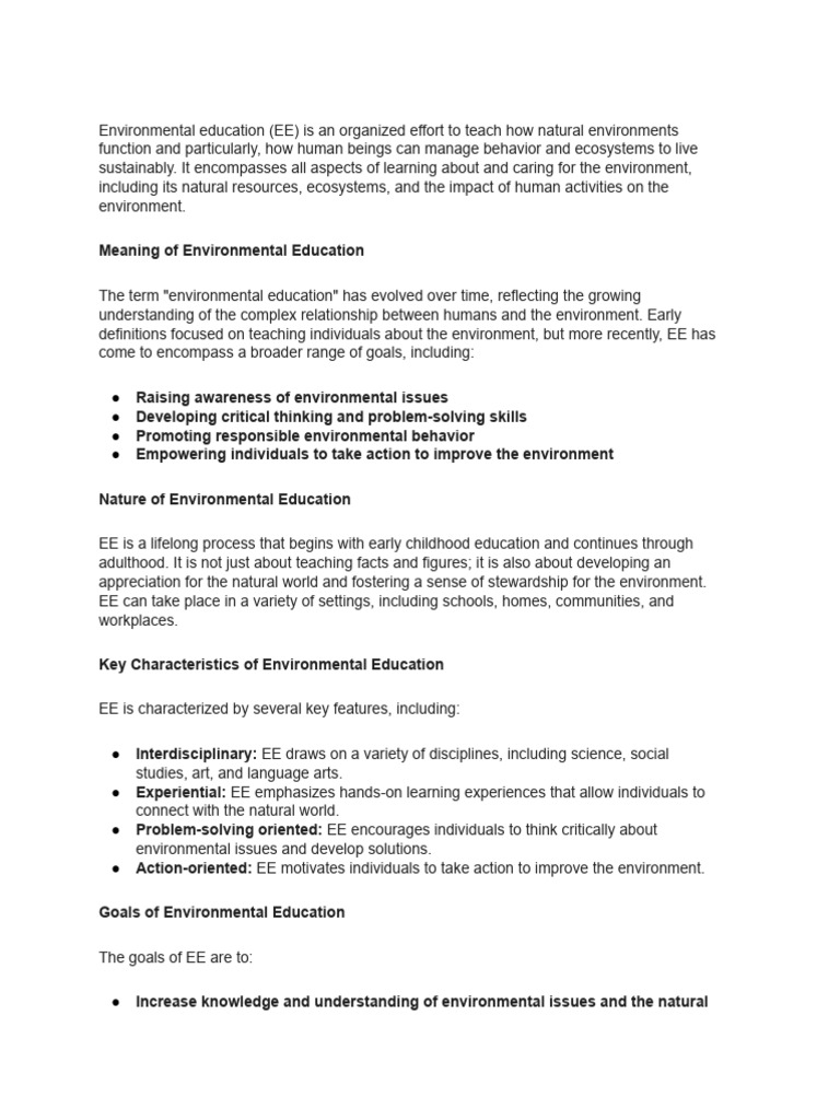 Understanding Environmental Education | PDF | Sustainability | Natural ...