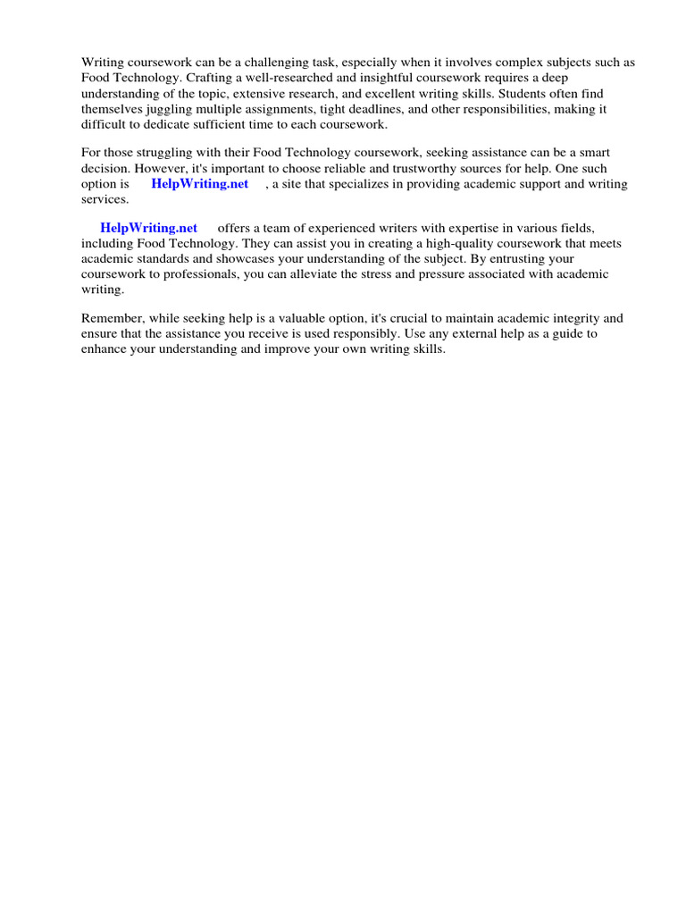Aqa Gcse Food Technology Coursework Examples