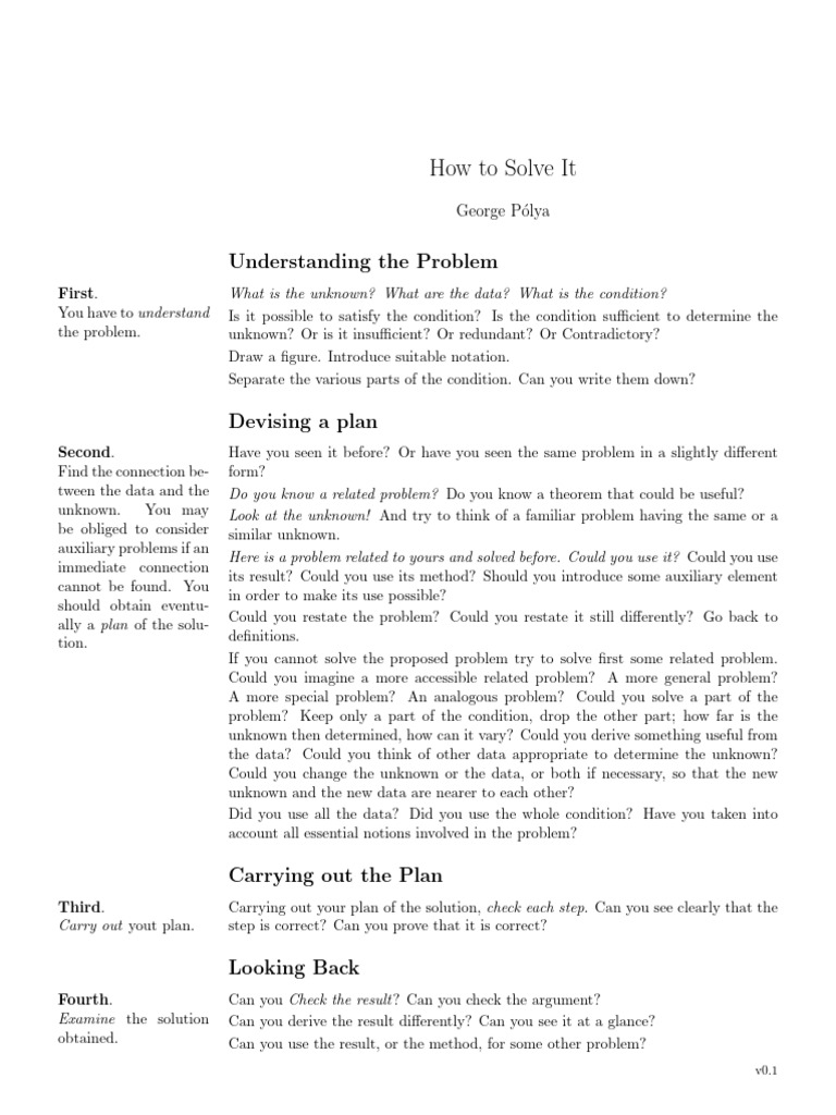 How To Solve It Pdf