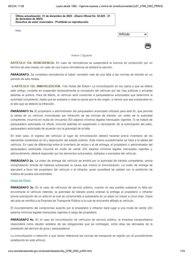 Artículo 124 | PDF | Licencia de conducir | Multa (pena)