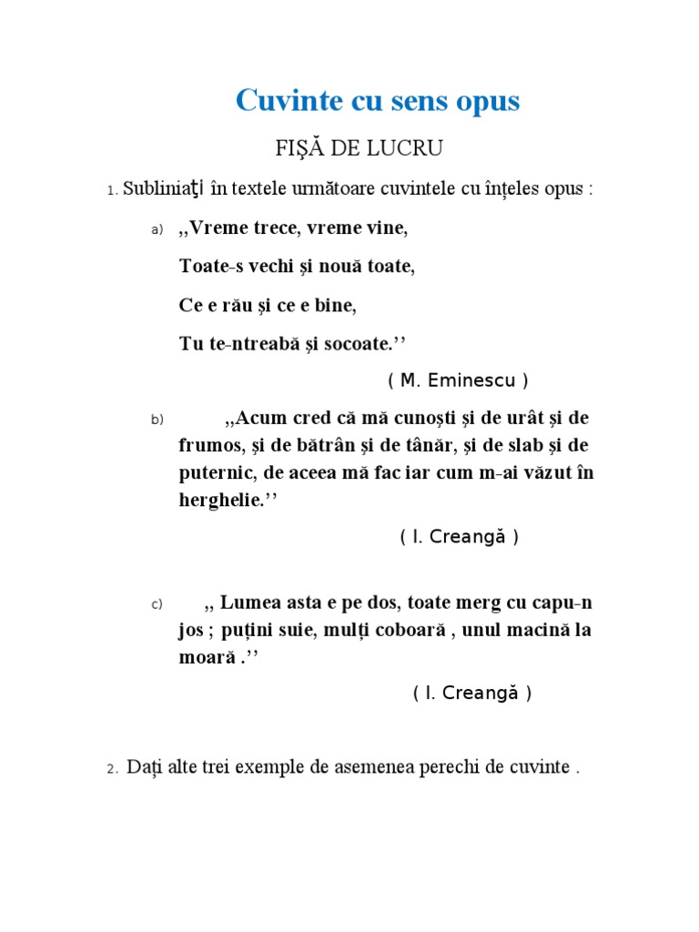 Cuvinte Cu Sens Opus Pentru Cauta