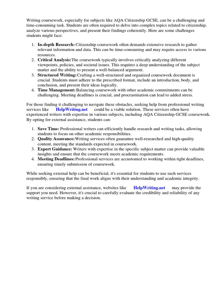 Aqa Citizenship Gcse Coursework | PDF | Facebook | Expert